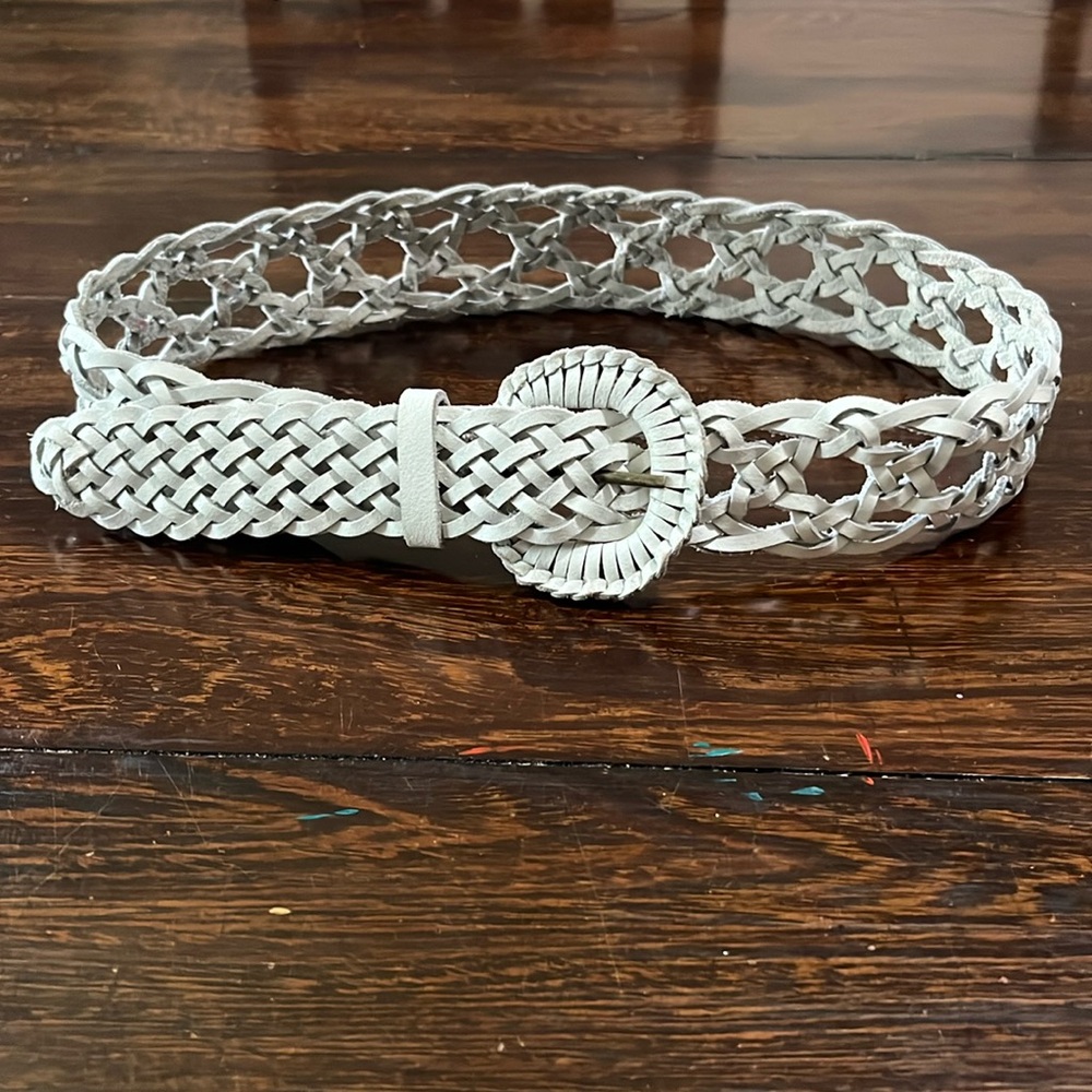 White braided leather Argentina Capezio belt